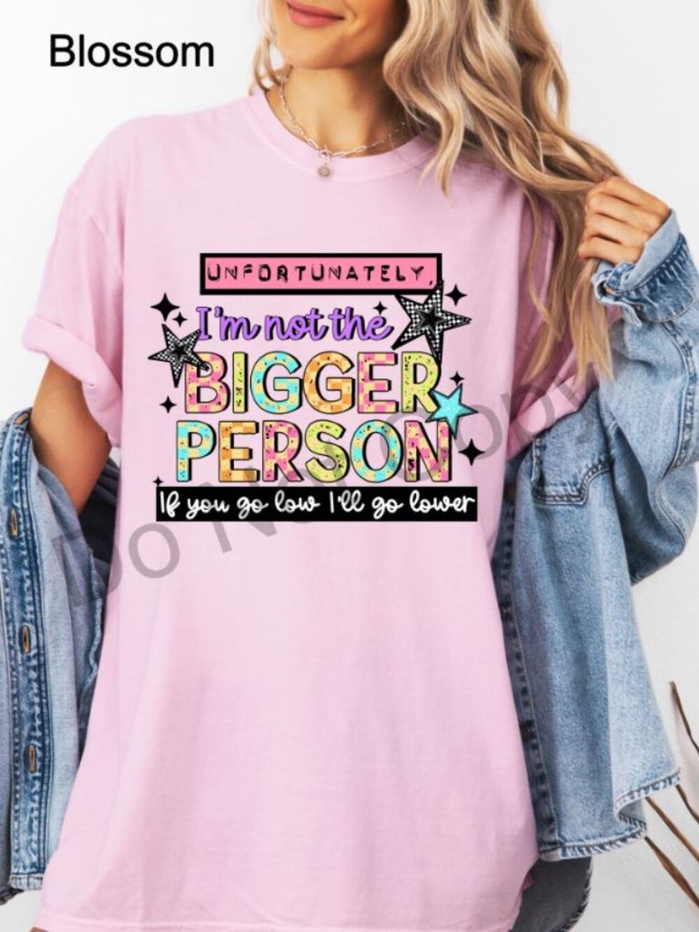 Unfortunately Bigger Person Graphic Tee Funny Sarcastic Quote Shirt Womens - Picture 3 of 10